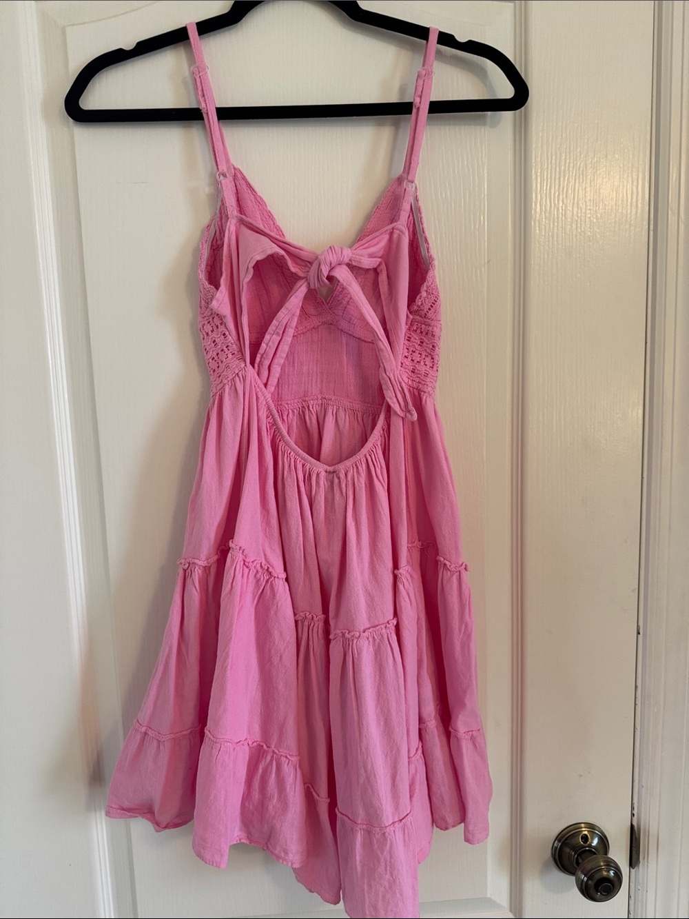 Blanco by Nature Pink Crochet Bodice Tiered Sundress small - Picture 2 of 2